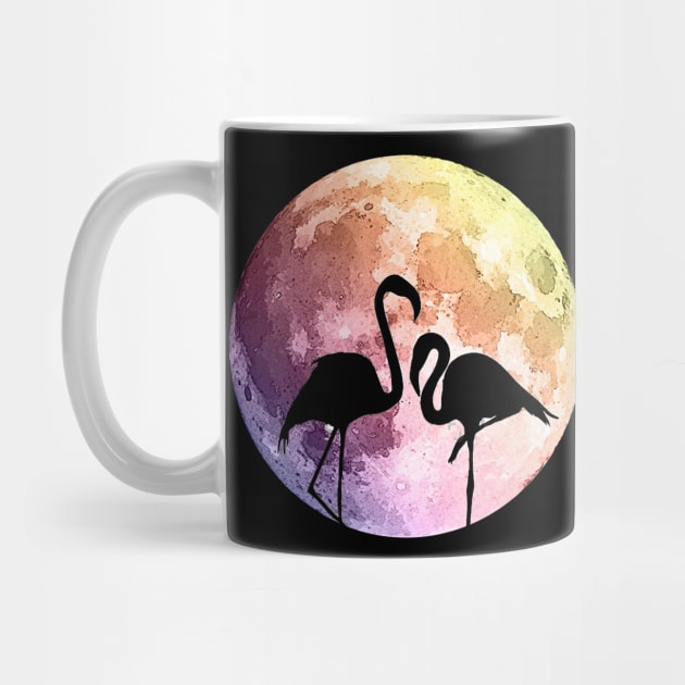 Flamingo and pink moon by Collagedream